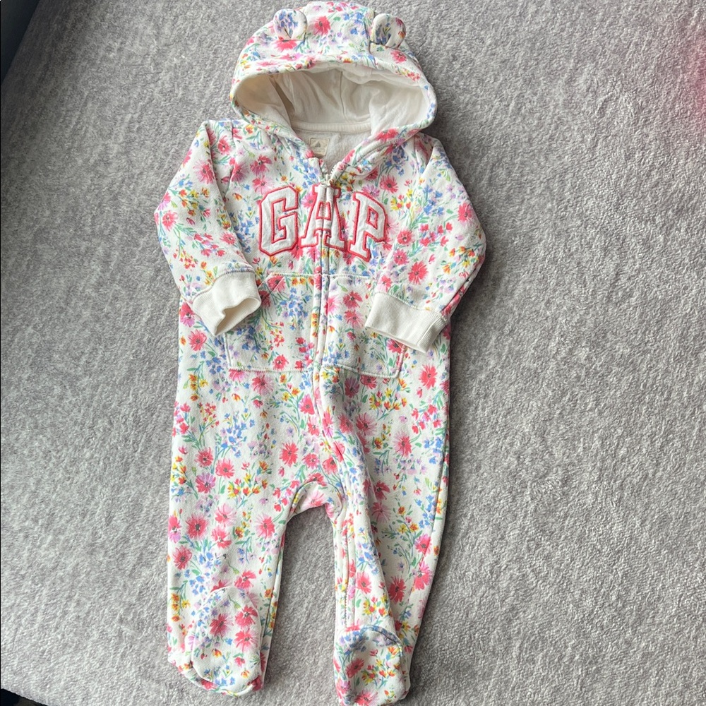 GAP Kids Floral Footie - White and Pink